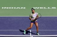 Naomi Osaka practices ahead of the BNP Paribas Open at Indian Wells Tennis Garden - Getty Images